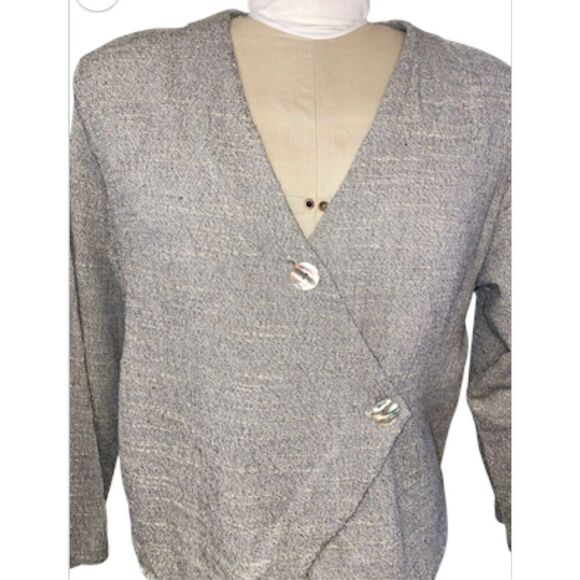 Moray California Vtg. Weskit Top Long Sleeve Front Button Wrap Sz. L - Picture 7 of 10